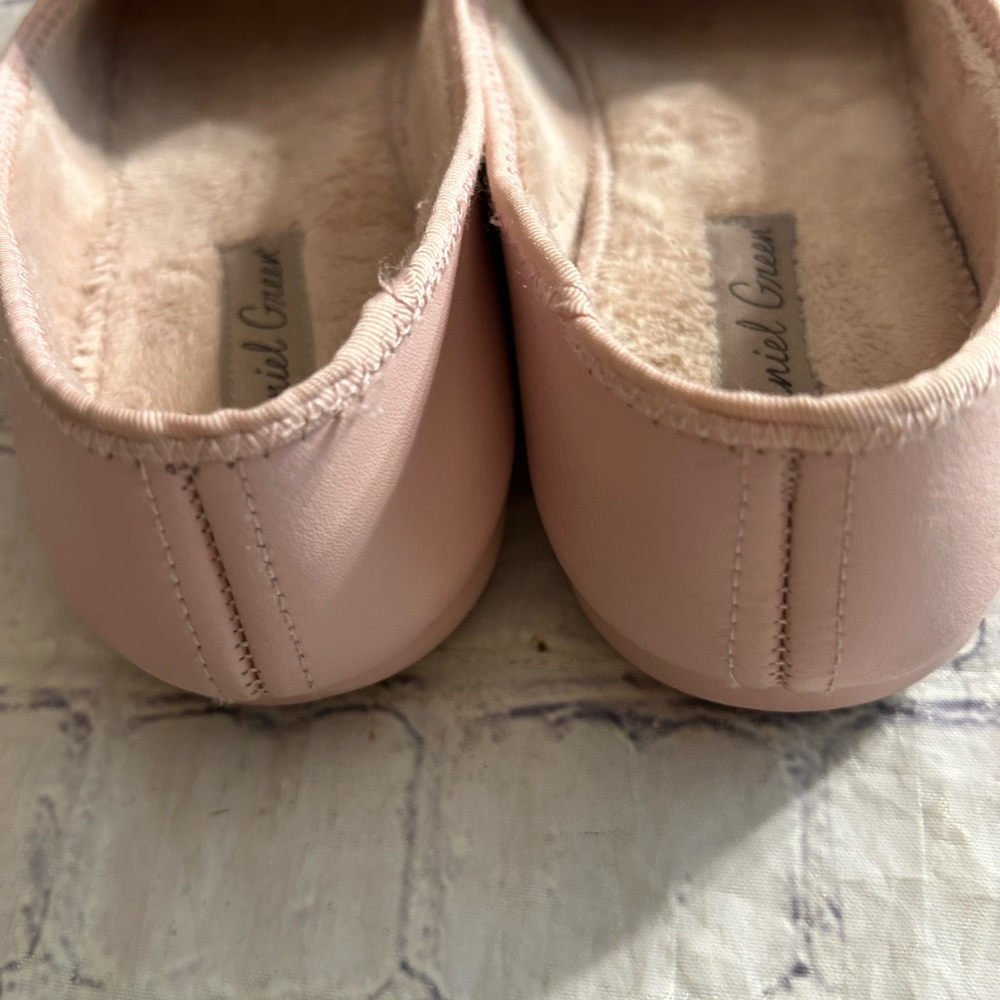 DANIEL GREEN PINK SPLIT LEATHER FAUX FUR LINING WOMEN’S SLIPPERS SIZE 7M - Picture 4 of 9